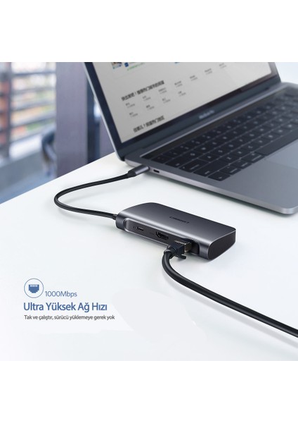 Type-C HDMI Ethernet USB PD Dönüştürücü