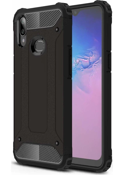 Case 4U Galaxy A10S Kılıf Military Armor Çift Katmanlı Crash Silikon Kılıf Siyah