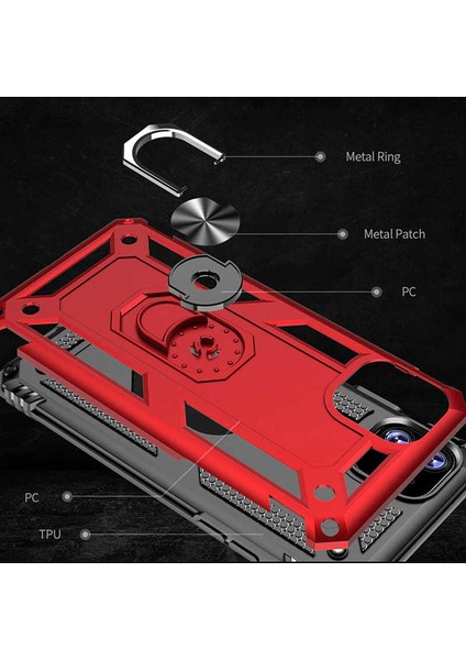 Apple iPhone 11 Kılıf Çift Katmanlı Yüzüklü Manyetik Vega Arka Kapak Siyah