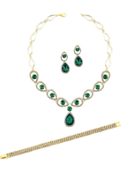 Altın Kaplama Yeşil Paris Tasarım 4 Lü Set Ps0115