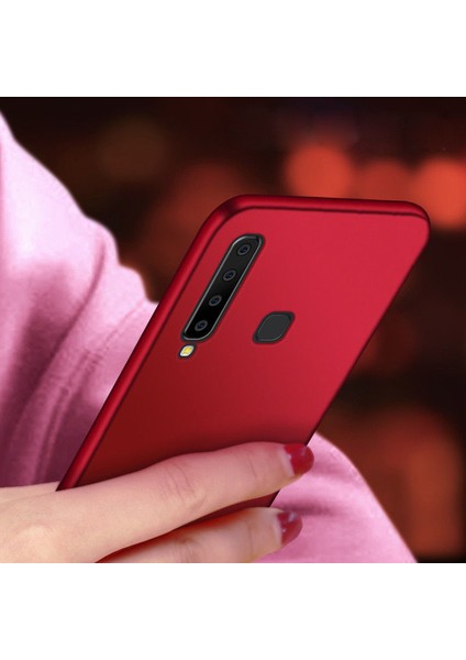 Samsung Galaxy A9 2018 Premier Mat Esnek Silikon Kılıf + Esnek Nano Cam Kırmızı modelleri