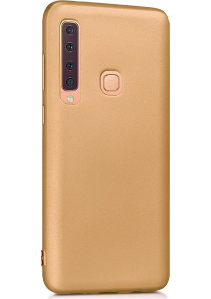 Samsung Galaxy A9 2018 Premier Mat Esnek Silikon Kılıf + Esnek Nano Cam Altın