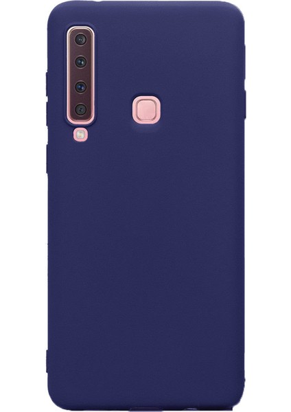 Samsung Galaxy A9 2018 Premier Mat Esnek Silikon Kılıf + Temperli Cam Lacivert