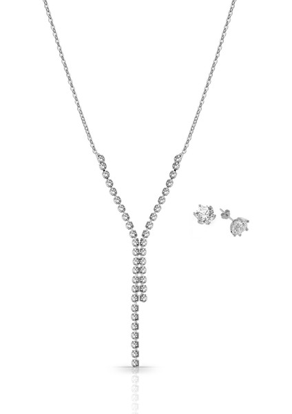 Gümüş Kaplama Su Yolu Kolye Küpe Set Ps0795