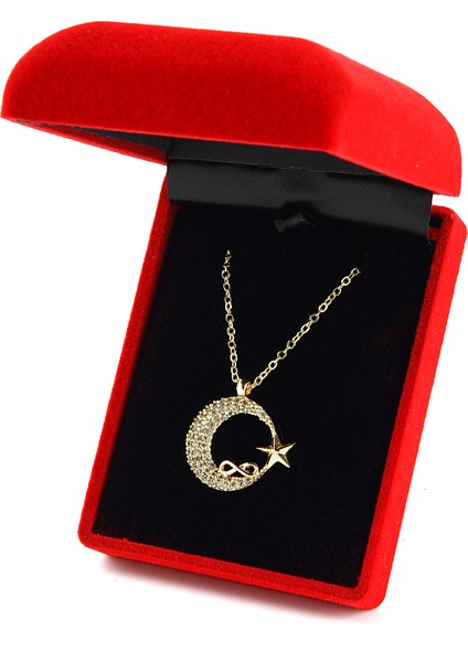 Zirkon Taşlı Ay Yıldız Kolye Ps0993