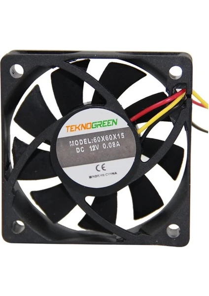 Teknogreen 60 x 60 x 15 mm 12V 3Pin Kasa Fanı