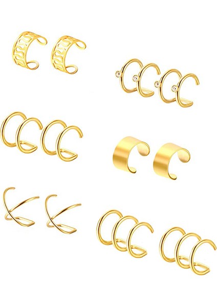 Gold Ip Çelik 6 Takım Kıstırma Bayan Küpe EB66SR