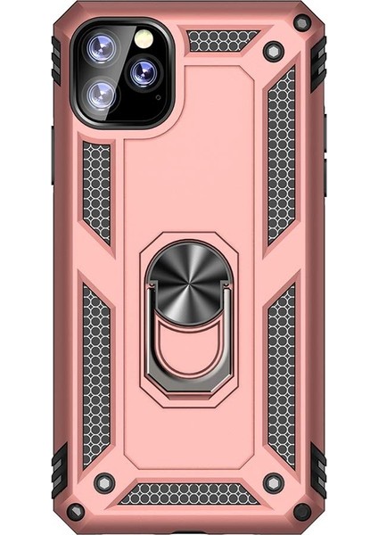 Apple iPhone 11 Pro Max Kılıf Vega Standlı Yüzüklü Mıknatıslı Bronz
