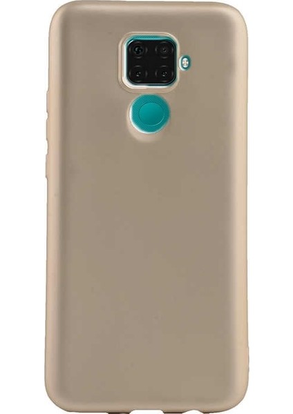 Huawei Mate 30 Lite Kılıf Premier Silikon Esnek Koruma + Nano Glass Gold