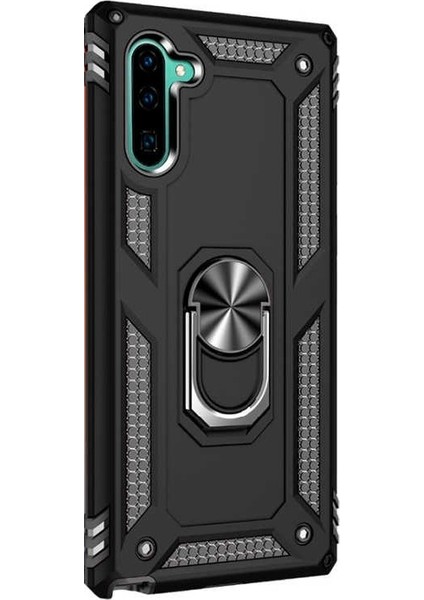Samsung Galaxy Note 10 Kılıf Vega Standlı Yüzüklü Mıknatıslı Siyah