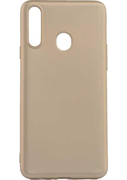 Samsung Galaxy A20s Kılıf Premier Silikon Esnek Koruma + Nano Glass Gold