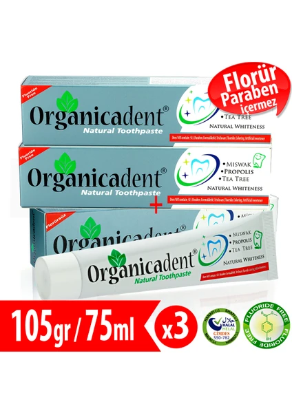 Florürsüz Doğal Diş Macunu 75 ml  3'lü Aile Paketi