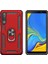Galaxy A7 2018 Kılıf Zırh Koruma Yüzüklü Standlı Armor Silikon Kapak Kırmızı 1