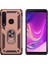 Galaxy A9 2018 Kılıf Zırh Koruma Yüzüklü Standlı Armor Silikon Kapak + Nano Ekran Koruma Rose Gold 1