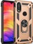 Xiaomi Redmi Note 7 Kılıf Yüzüklü Standlı Ultra Korumalı Manyetik Vega Kapak-Gold 1