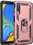 Samsung Galaxy A7 2018 Kılıf Yüzüklü Standlı Ultra Korumalı Manyetik Vega Kapak-Rose + Cam Ekran Koruyucu 1