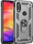 Samsung Galaxy M20 Kılıf Yüzüklü Standlı Ultra Korumalı Manyetik Vega Kapak-Gümüş + Cam Ekran Koruyucu 1