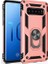 Samsung Galaxy S10 Kılıf Yüzüklü Standlı Ultra Korumalı Manyetik Vega Kapak-Rose + Tam Kaplayan Cam Ekran Koruyucu 1