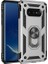 Samsung Galaxy S10e Kılıf Yüzüklü Standlı Ultra Korumalı Manyetik Vega Kapak-Gümüş + Cam Ekran Koruyucu 1
