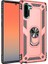 Samsung Galaxy Note 10 Kılıf Yüzüklü Standlı Ultra Korumalı Manyetik Vega Kapak-Rose + Tam Kaplayan Cam Ekran Koruyucu 1