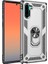 Samsung Galaxy Note 10 Kılıf Yüzüklü Standlı Ultra Korumalı Manyetik Vega Kapak-Gümüş + Tam Kaplayan Cam Ekran Koruyucu 1