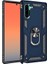 Samsung Galaxy Note 10 Kılıf Yüzüklü Standlı Ultra Korumalı Manyetik Vega Kapak-Lacivert + Tam Kaplayan Cam Ekran Koruyucu 1