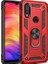 Huawei P Smart 2019 Kılıf Yüzüklü Standlı Ultra Korumalı Manyetik Vega Kapak-Kırmızı + Cam Ekran Koruyucu 1