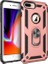 Apple iPhone 8 Plus Kılıf Yüzüklü Standlı Ultra Korumalı Manyetik Vega Kapak-Rose + Nano Ekran Koruyucu 1