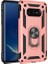 Samsung Galaxy S10e Kılıf Yüzüklü Standlı Ultra Korumalı Manyetik Vega Kapak-Rose + Nano Ekran Koruyucu 1