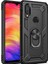 Xiaomi Redmi Note 7 Kılıf Yüzüklü Standlı Ultra Korumalı Manyetik Vega Kapak-Siyah + Nano Ekran Koruyucu 1
