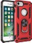 Apple iPhone 8 Kılıf Yüzüklü Standlı Ultra Korumalı Manyetik Vega Kapak-Kırmızı + Tam Kaplayan 5D Nano Ekran Koruyucu Beyaz 1