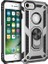 Apple iPhone 8 Kılıf Yüzüklü Standlı Ultra Korumalı Manyetik Vega Kapak-Gümüş + Tam Kaplayan 5D Nano Ekran Koruyucu Beyaz 1