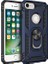 Apple iPhone 8 Kılıf Yüzüklü Standlı Ultra Korumalı Manyetik Vega Kapak-Lacivert + Tam Kaplayan 5D Nano Ekran Koruyucu Beyaz 1