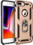 Apple iPhone 8 Plus Kılıf Yüzüklü Standlı Ultra Korumalı Manyetik Vega Kapak-Gold + Tam Kaplayan 5D Nano Ekran Koruyucu Beyaz 1