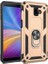 Samsung Galaxy J4 Plus Kılıf Yüzüklü Standlı Ultra Korumalı Manyetik Vega Kapak-Gold + Tam Kaplayan 5D Nano Ekran Koruyucu 1