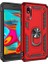 Samsung Galaxy A2 Core Kılıf Yüzüklü Standlı Ultra Korumalı Manyetik Vega Kapak-Kırmızı + Tam Kaplayan 6D Nano Ekran Koruyucu 1