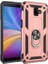 Samsung Galaxy J4 Plus Kılıf Yüzüklü Standlı Ultra Korumalı Manyetik Vega Kapak-Rose + Tam Kaplayan 6D Nano Ekran Koruyucu 1