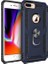 Apple iPhone 7 Plus Kılıf Yüzüklü Standlı Ultra Korumalı Manyetik Vega Kapak-Lacivert + Full Body 360 Ekran Koruyucu (Ön-Arka) 1
