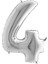 Cakes & Party 4 Rakamı Gümüş Rengi Folyo Balon 40 Inc 100 cm 1