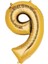 Cakes & Party 9 Rakamı Altın (Gold) Rengi Folyo Balon 40 Inc 100 cm 1