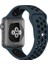 Case 4U Apple Watch Seri 7/6/SE/5/4 Delikli Spor Kayış 45mm 44mm 42mm Uyumlu Gece Mavisi - Siyah 2