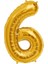 Cakes & Party 6 Rakamı Altın (Gold) Rengi Folyo Balon 40 Inc 100 cm 1