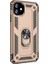 Apple iPhone 11 Kılıf Vega Standlı Yüzüklü Mıknatıslı + Nano Glass Gold 1