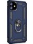 Apple iPhone 11 Kılıf Vega Standlı Yüzüklü Mıknatıslı + Nano Glass Lacivert 1