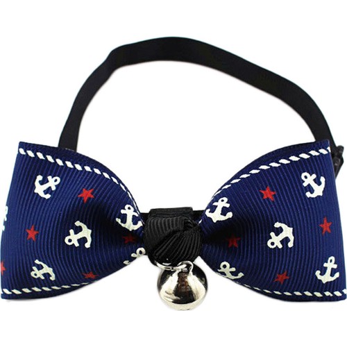 Spc Kedi ve Küçük Irk Çapa Desenli Lacivert Papyon Fiyatı