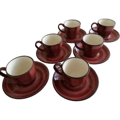 Porline Kahve Fincan Takımı Bordo 6 Kişilik 12 Parça Fiyatı