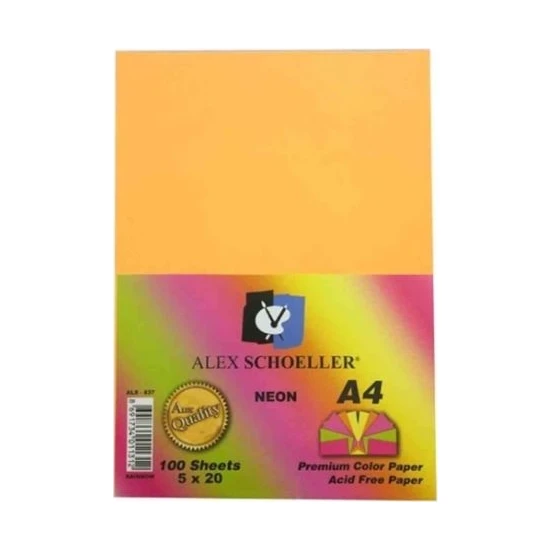 Alex Schoeller Fotokopi Kağıdı A4 Fosforlu Karışık 100Lü Alx-837