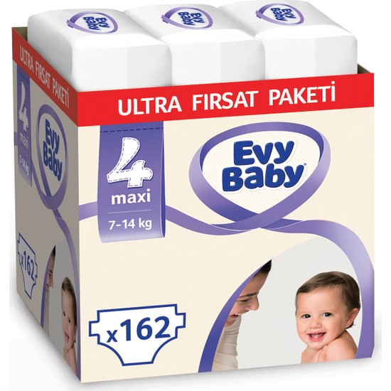 Evy Baby Bebek Bezi 4 Beden Maxi Ultra Fırsat Paketi 162 Fiyatı