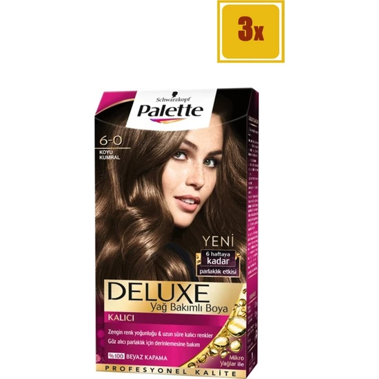 Palette Deluxe 6/0 Koyu Kumral Saç Boyası 3'lü Set