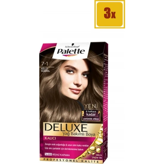 Palette Deluxe 7/1 Küllü Kumral Saç Boyası 3'lü Set
